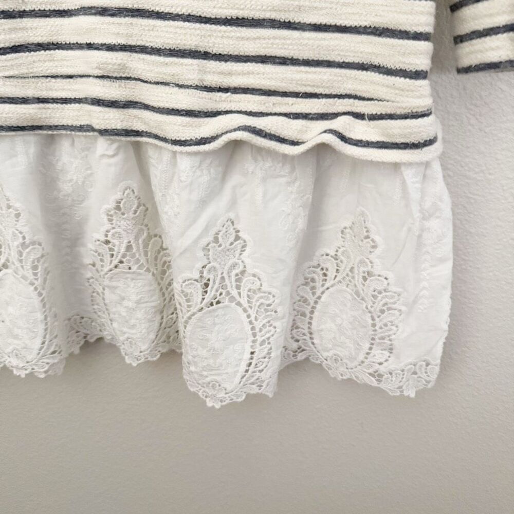 SUNDAY IN BROOKLYN x ANTHROPOLOGIE | Striped Blue Cream White Lace Bow | Medium - Picture 7 of 9